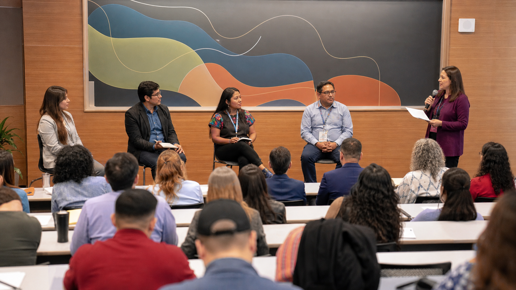 Docentes y estudiantes participan en un panel de un congreso internacional de educación en México